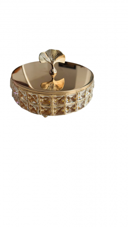Decor - Cutie decorativa, cristale din plastic si capac metalic, rose gold