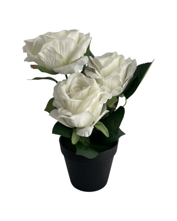 Floare decorativa, artificiala, in ghiveci de plastic, 3 trandafiri [2]