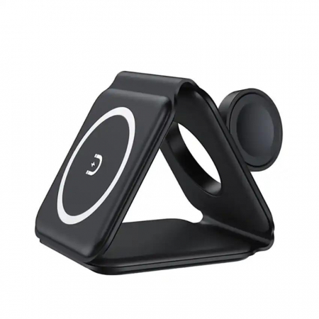 Incarcator 3 in 1, pliabil, incarcare wireless, 15W, negru [1]
