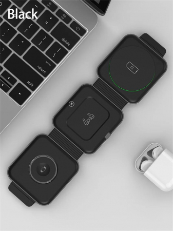 Incarcator 3 in 1, pliabil, incarcare wireless, 15W, negru [3]
