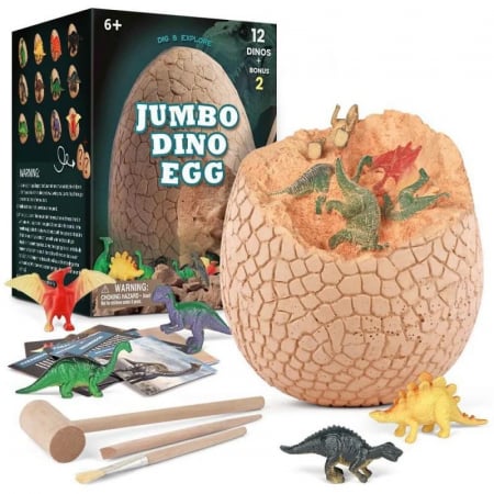 Produse - Jucarie interactiva ou dinozaur, cu dinozauri surpriza, Jumbo Dino Egg, Excavation Kit