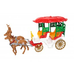 Jucarie sania lui Mos Craciun, 2 reni, cu muzica si lumini, 42cm. [0]