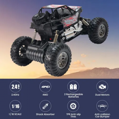 Masina cu telecomanda, Rock Climb, suspensii 4x4, verde [2]