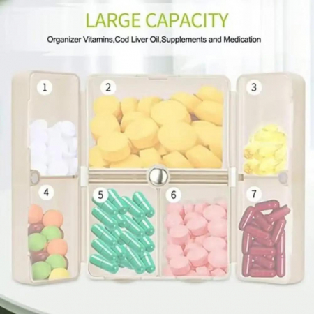 Organizator medicamente cu 7 compartimente, inchidere magnetica, roz [2]