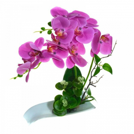Orhidee decorativa , artificiala, cu farfurie ceramica, 30 cm [3]