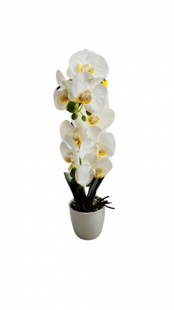 Orhidee decorativa artificiala, in ghiveci ceramic, 45 cm [5]