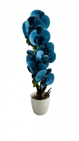 Orhidee decorativa artificiala, in ghiveci ceramic, 45 cm [2]