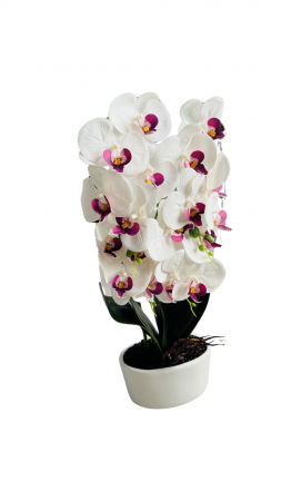 Decor - Orhidee decorativa, artificiala, in ghiveci ceramic, 54 cm