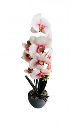 Orhidee decorativa artificiala, in ghiveci plastic, 50 cm [6]