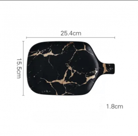 Platou ceramica cu maner, model marmura, 25.5x15.5 cm [1]