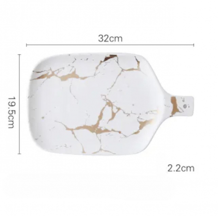 Platou ceramica cu maner, model marmura, 32x19.5cm [1]
