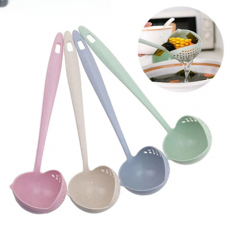 Polonic cu strecuratoare, 2 in 1, plastic, 29cm [3]