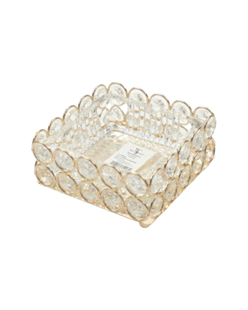 Scrumiera din sticla, patrata, cu suport din fier si cristale din plastic [1]