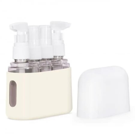 Organizatoare cosmetice - Set 4 recipiente pentru calatorie, din plastic, 50ml, husa silicon