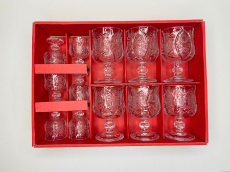 Set 12 pahare sticla cu picior si imprimeu [3]