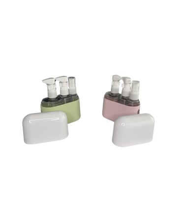 Set 3 recipiente pentru calatorie, din plastic, 50ml si 100ml, husa silicon [10]