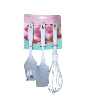 Set 3 ustensile bucatarie silicon, cu maner din plastic [1]