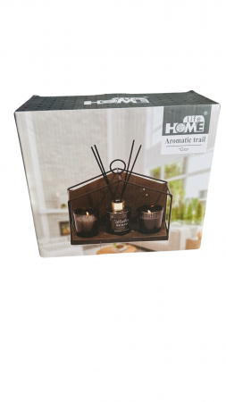 Set aromaterapie, 2 lumanari parfumate si un parfum cu betisoare pentru camera, suport metalic inclus [2]