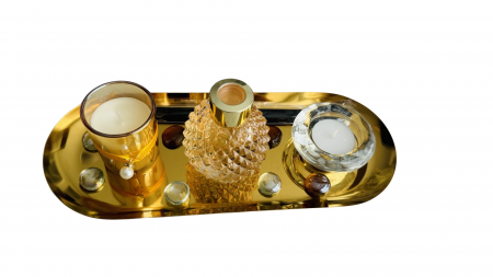 Set aromaterapie, 2 lumanari si parfum cu betisoare, tava decorativa inclusa [1]