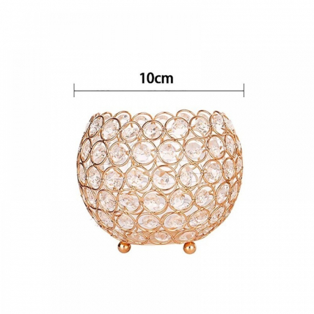 Suport pensule machiaj crystal, rotund, sferic, gold, inaltime 9cm [2]