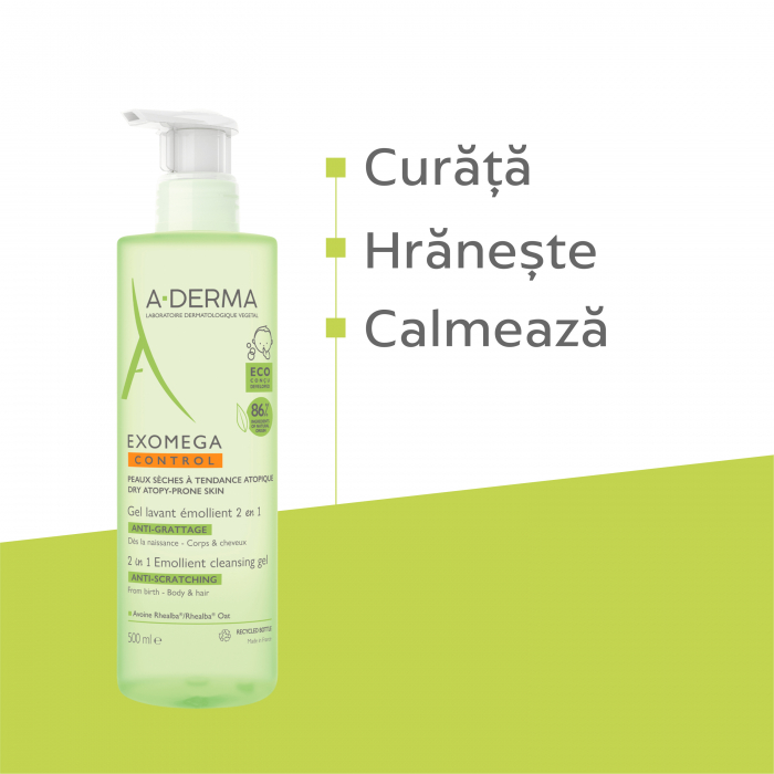 A-derma Exomega Control 2 in 1 gel de curatare 500 ml [3]