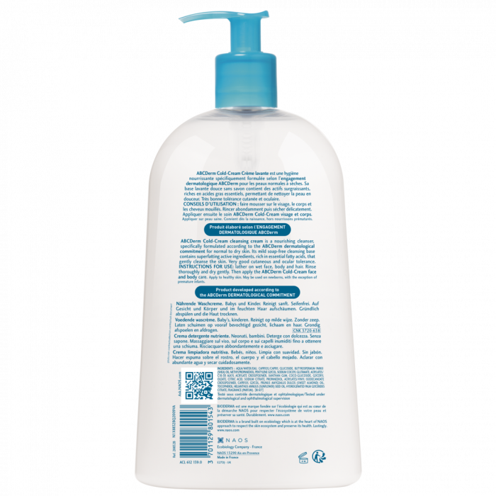 Bioderma ABCDerm Cold Cream crema de spalare 1000 ml [2]