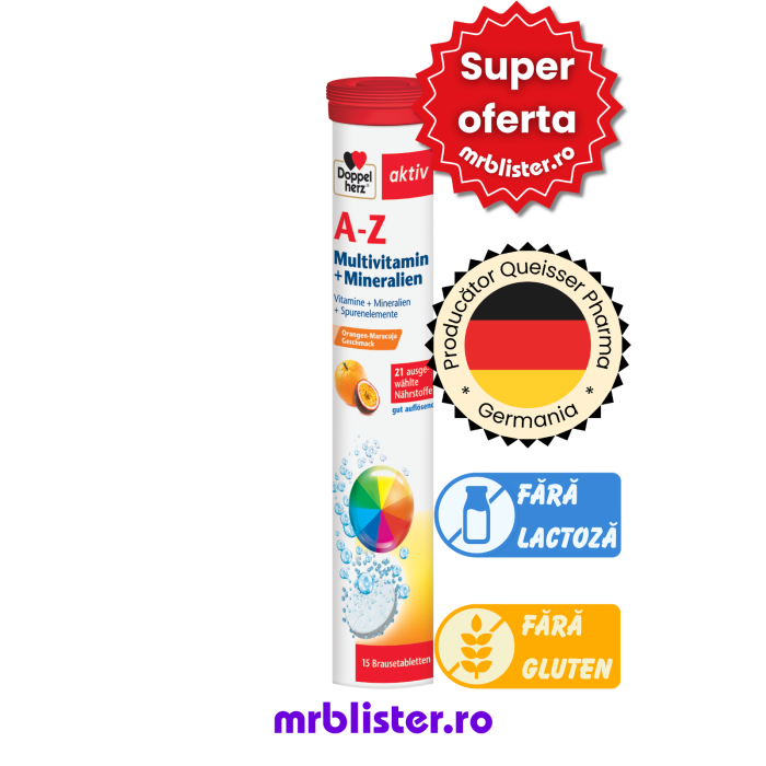 Doppelherz Aktiv A-Z Vitamine + Minerale + Microelemente 15 comprimate efervescente [1]