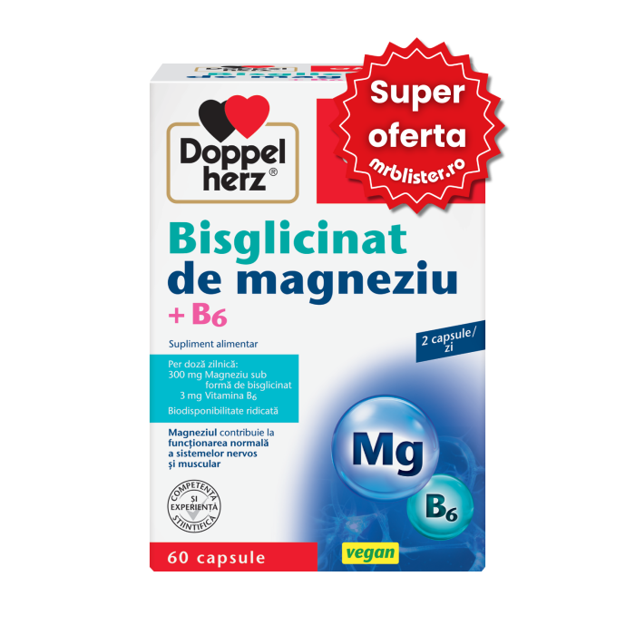 Doppelherz Aktiv Bisglicinat de magneziu + B6 60 capsule [1]