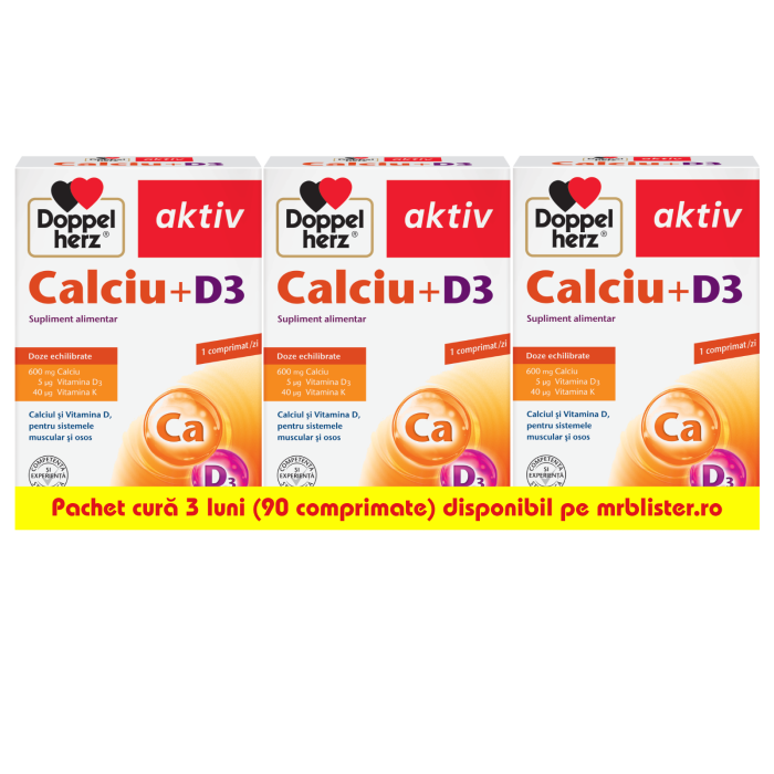 Doppelherz Aktiv Calciu + D3 90 comprimate pachet cura 3 luni [2]