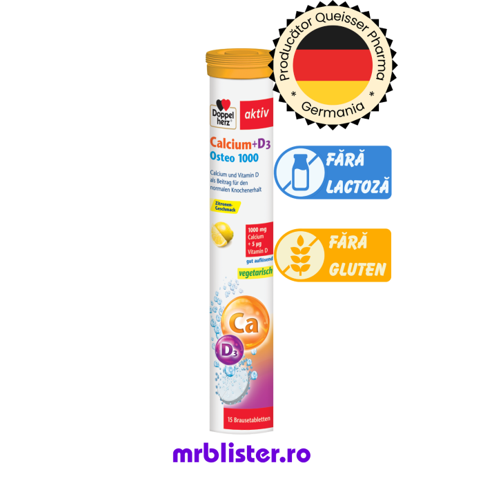 Doppelherz Aktiv Calciu + D3 Osteo 1000 mg 15 comprimate efervescente [1]