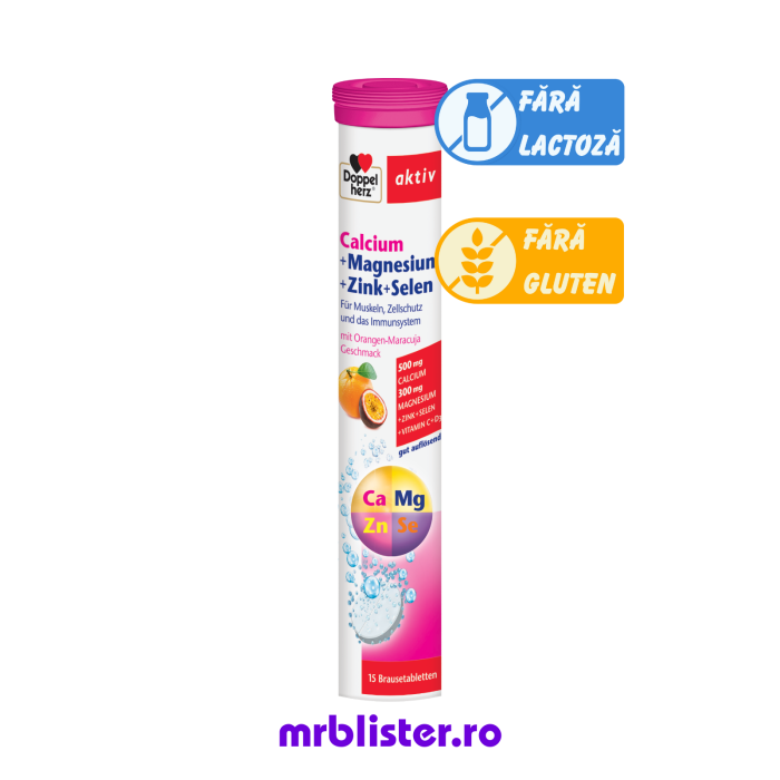 Doppelherz Aktiv Calciu + Magneziu + Zinc + Seleniu 15 comprimate efervescente [1]