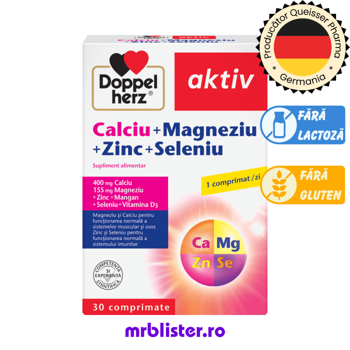 Doppelherz Aktiv Calciu + Magneziu + Zinc + Seleniu 30 comprimate [1]