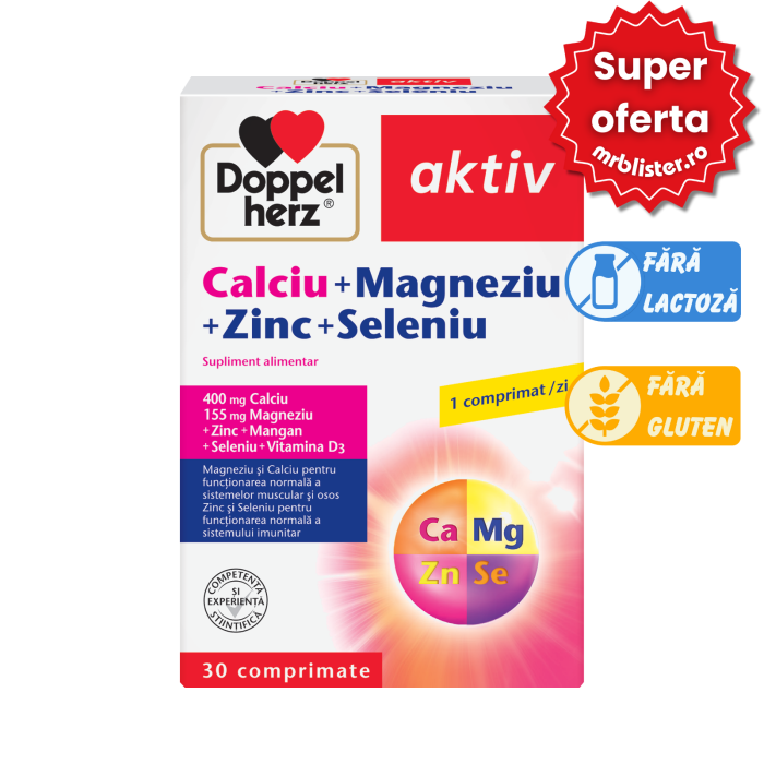 Doppelherz Aktiv Calciu + Magneziu + Zinc + Seleniu 30 comprimate [1]