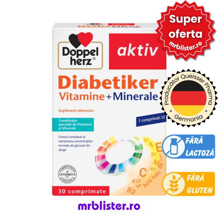 Doppelherz Aktiv Diabetiker Vitamine + Minerale 30 comprimate [1]