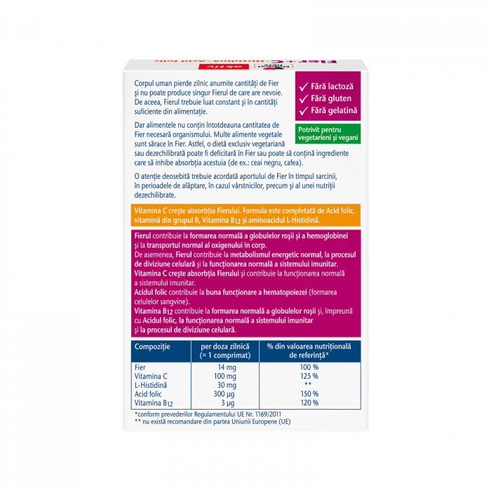 Doppelherz Aktiv Fier + C + Histidina + Acid folic 30 comprimate [2]