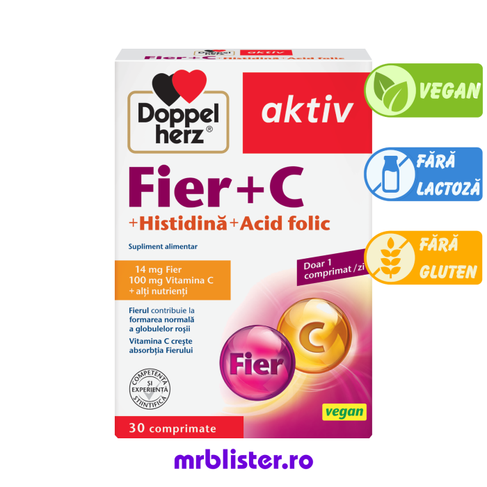 Doppelherz Aktiv Fier + C + Histidina + Acid folic 30 comprimate [1]