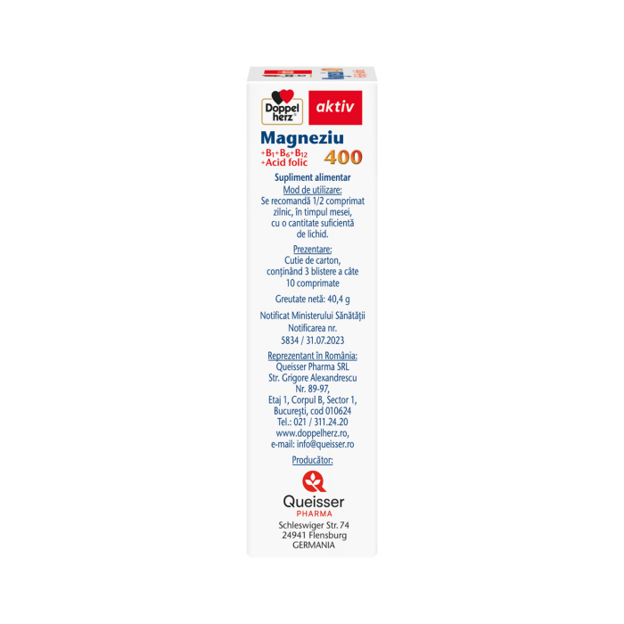 Doppelherz Aktiv Magneziu 400 mg + B1 + B6 + B12 + Acid Folic 30 comprimate [4]