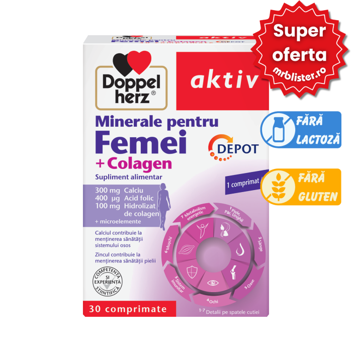 Doppelherz Aktiv Minerale Pentru Femei + Colagen Depot 30 comprimate [1]