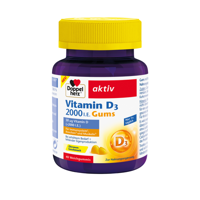 Doppelherz Aktiv Vitamina D3 2000 UI Gums 40 jeleuri gumate [2]