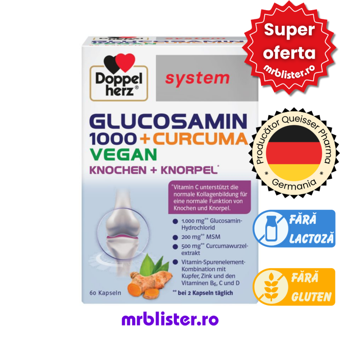 Doppelherz System Glucozamina 1000 + Curcuma 60 capsule [1]