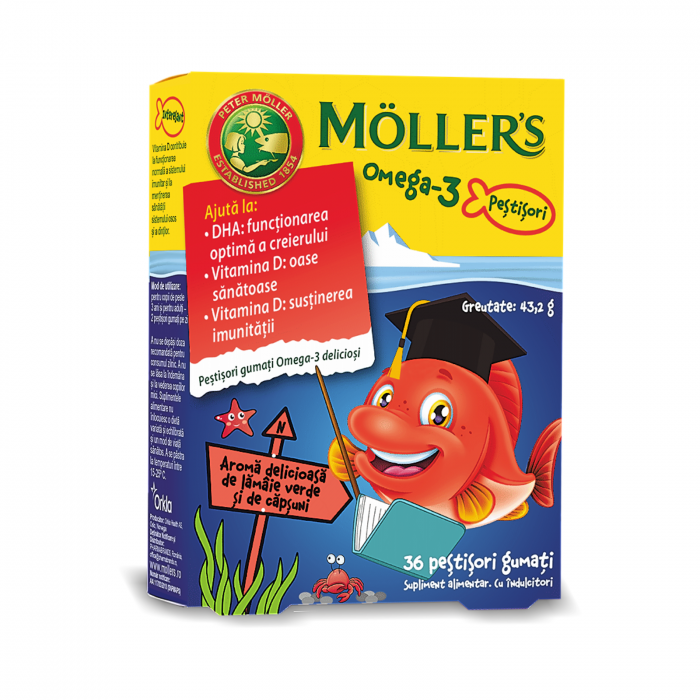 Moller's Omega 3 Pestisori Capsuni 36 jeleuri [1]