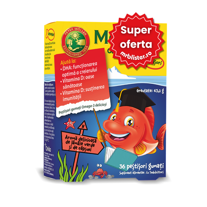 Moller's Omega 3 Pestisori Capsuni 36 jeleuri [1]