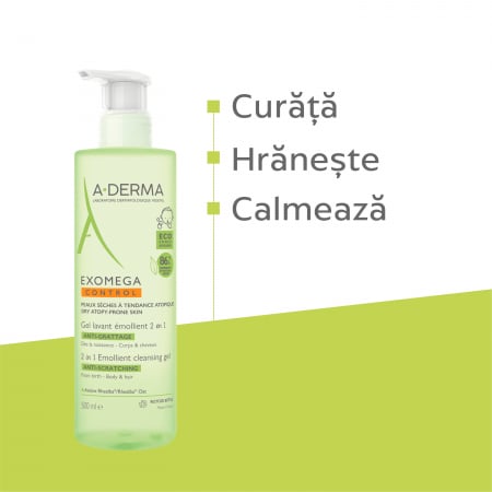 A-derma Exomega Control 2 in 1 gel de curatare 500 ml [1]