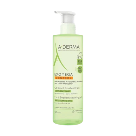 Ingrijire corp copii - A-derma Exomega Control 2 in 1 gel de curatare 500 ml