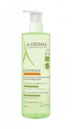Toate produsele - A-derma Exomega Control 2 in 1 gel de curatare 500 ml