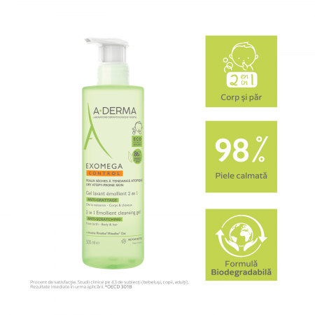 A-derma Exomega Control 2 in 1 gel de curatare 500 ml [3]