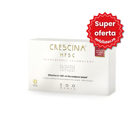 Toate produsele - Crescina Re-Growth & Anti-hair Loss HFSC Transdermic Technology 500 Tratament complet pentru femei 10+10 fiole