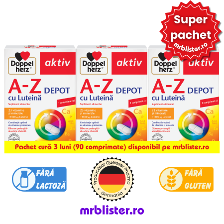 Toate produsele - Doppelherz Aktiv A-Z cu Luteina Depot 90 comprimate pachet cura 3 luni