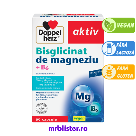 Toate produsele - Doppelherz Aktiv Bisglicinat de magneziu + B6 60 capsule