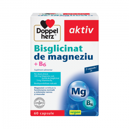 Toate produsele - Doppelherz Aktiv Bisglicinat de magneziu + B6 60 capsule